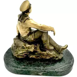 Bronze statuette and serpentine "Sailor"